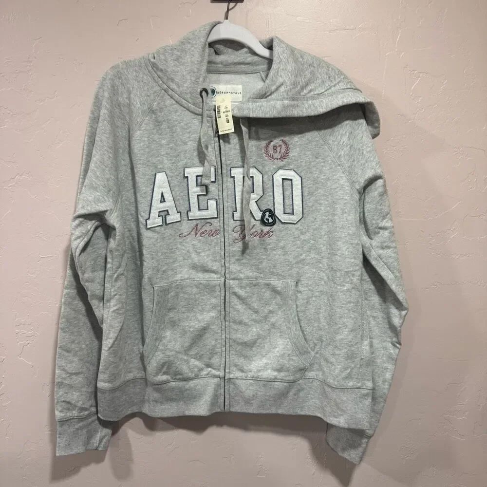 New Aeropostale Grey 87 Zip Up Hoodie XL